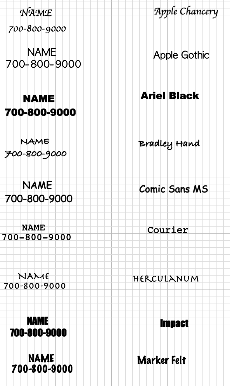 HTV font options sheet two